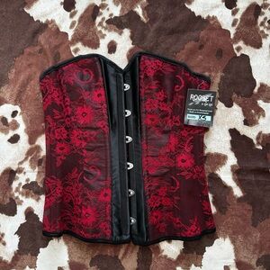 Red and Black Floral Corset